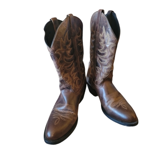 Laredo Men's Brown Leather Western Cowboy Boots Size 10D - Picture 3 of 6